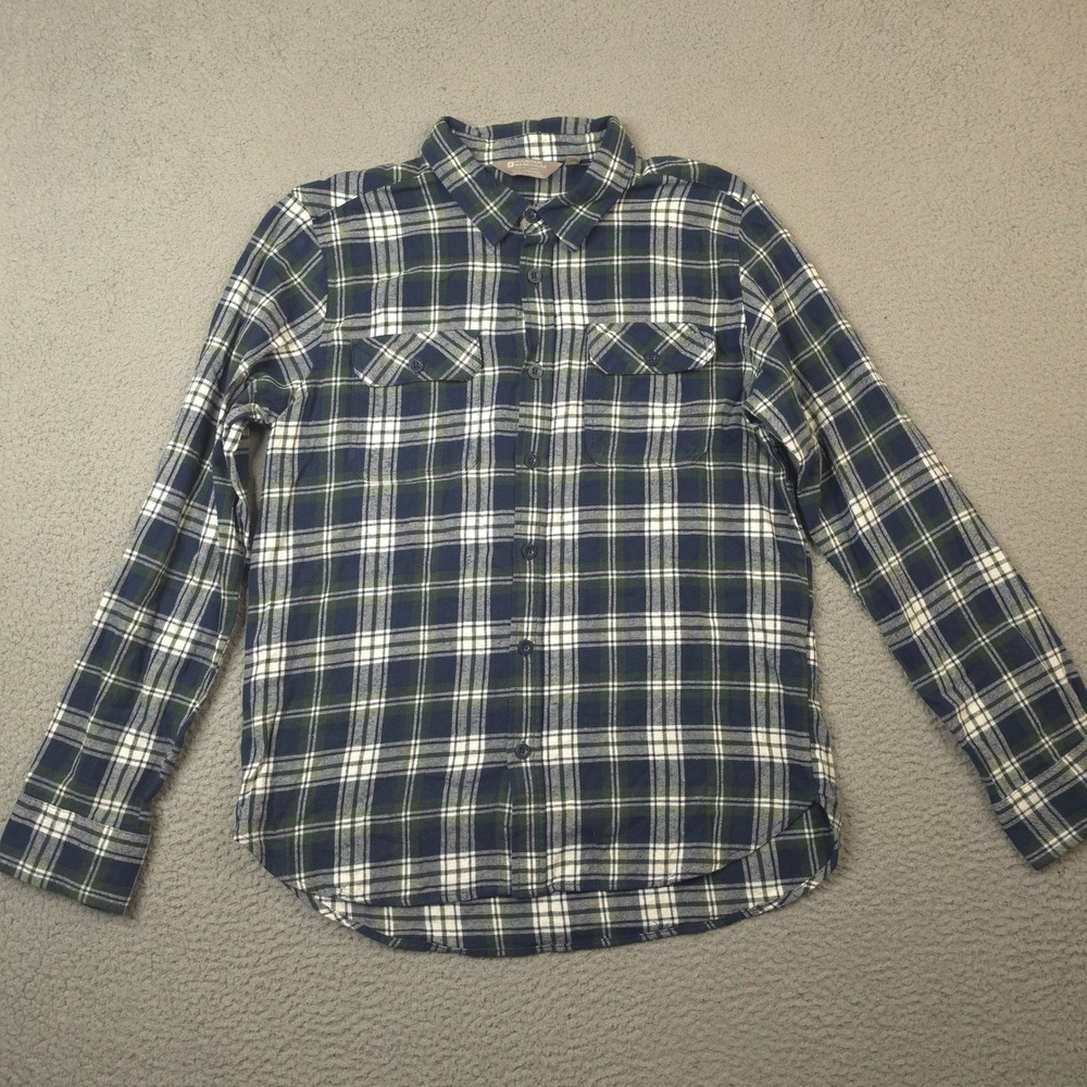 Mountain Warehouse Flannel Shirt Mens Large Navy Green Plaid Button Down